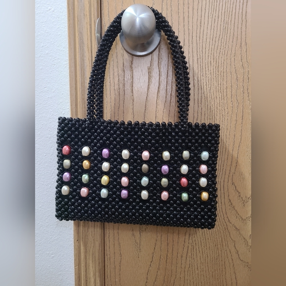 Vintage Kitsch Granny Cottagecore Acrylic Beaded Handbag Purse - Picture 1 of 4